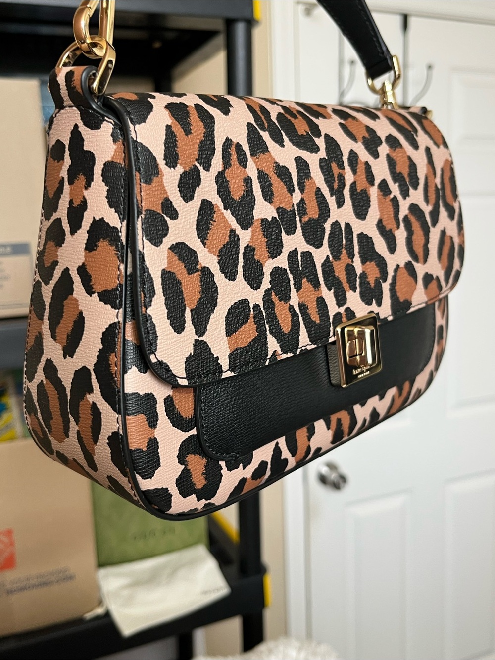kate spade Leopard Print Mini Shoulder Bag with Black Trim - Picture 7 of 16